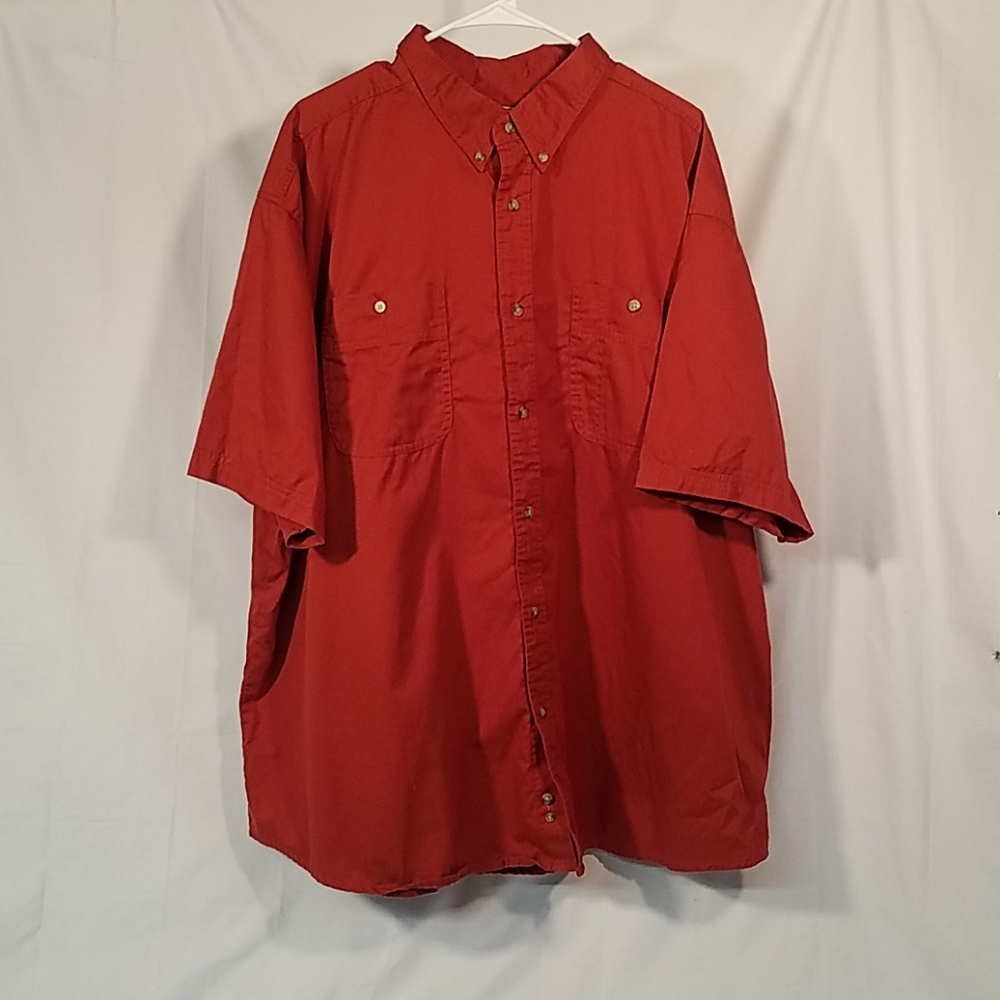 Mens Red Short Sleeve Button Down